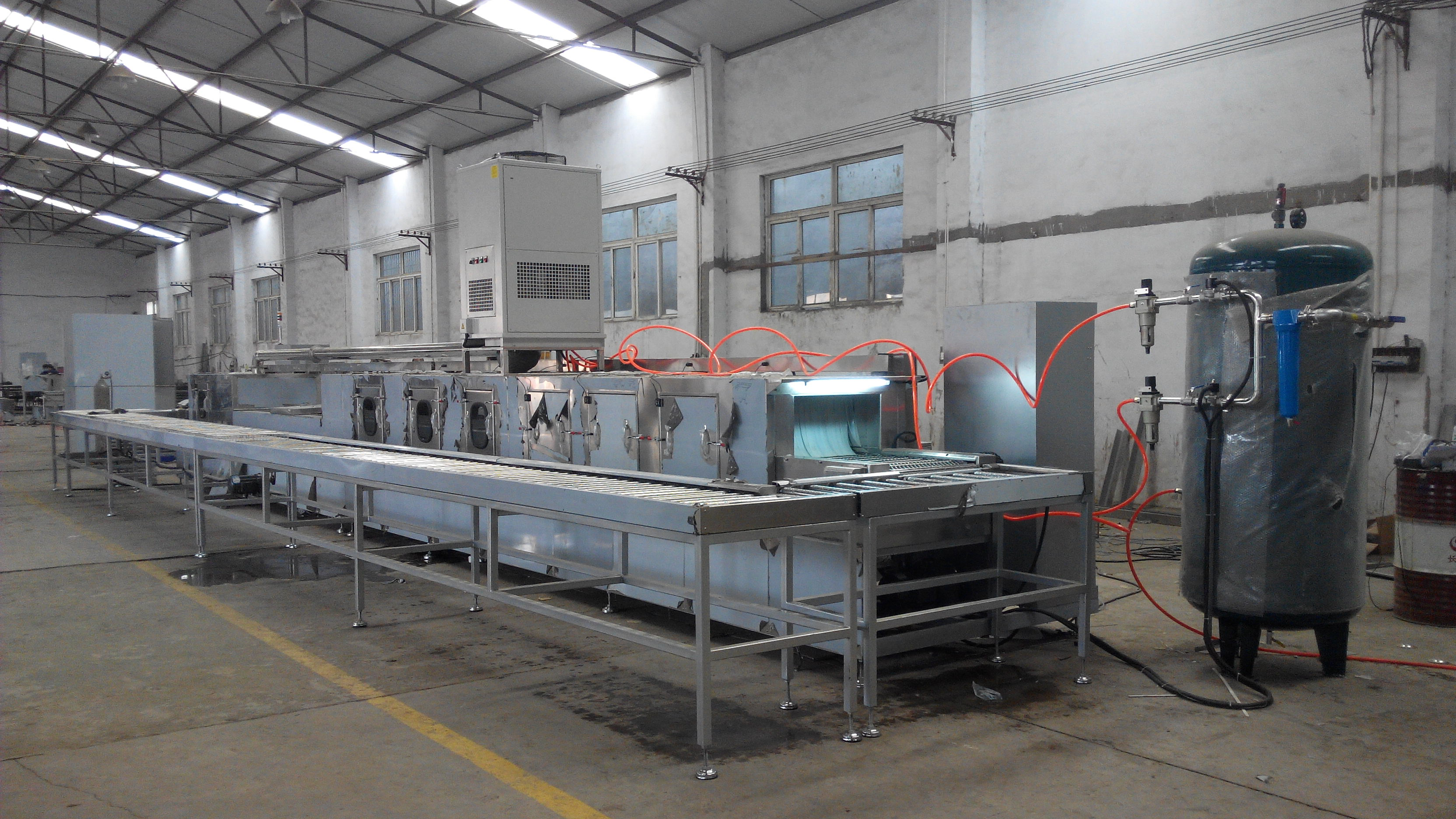 通過式噴淋清洗機除油污清洗烘干線